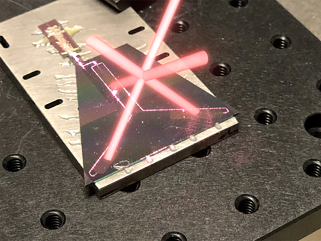 Silicon chip with waveguides and gratings